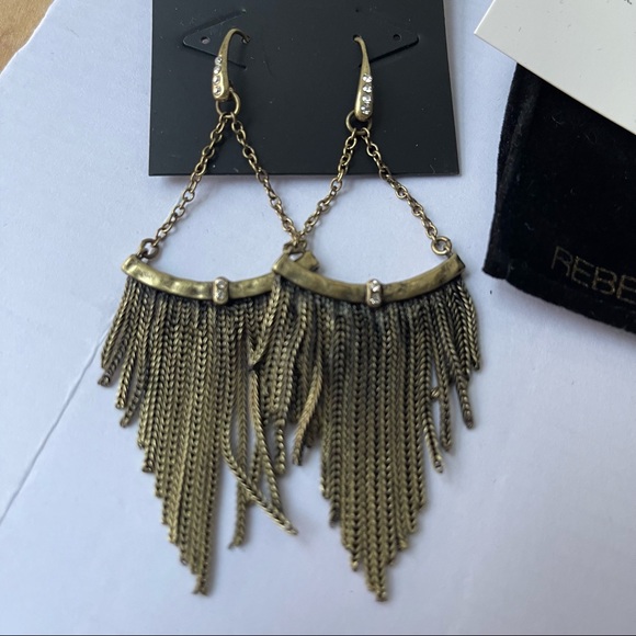 Rebecca Minkoff dangle tassel earrings with gemstones. - Picture 3 of 5